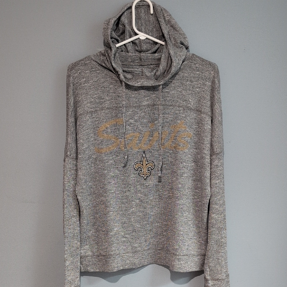 NFL Team Apparel New Orleans Saints Sleepwear Women's Gray Hoodie Size L